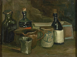 陶器和瓶子的静物